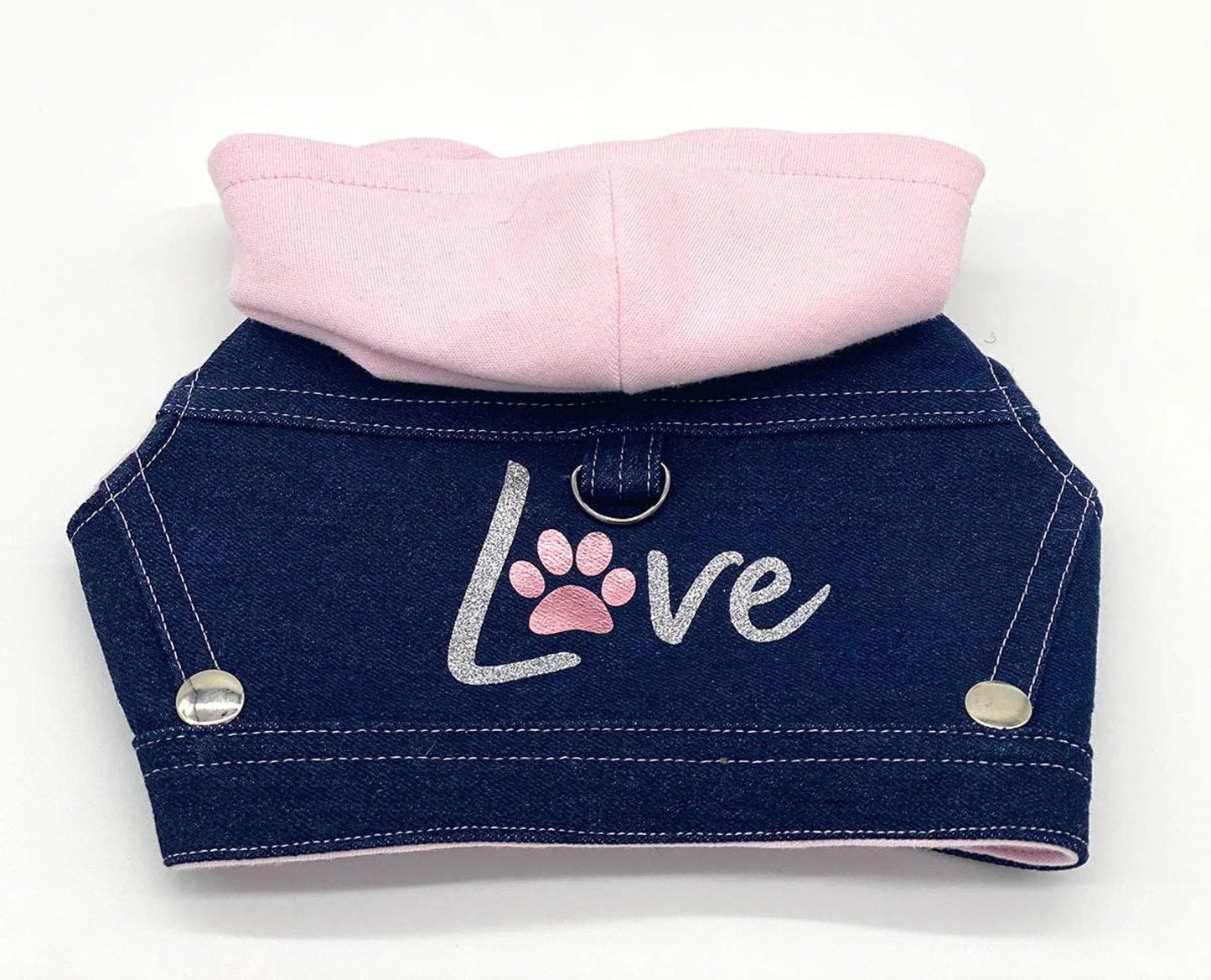 Denim Hoodie "Love" Harness Vest