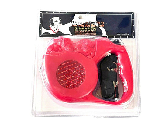 Red Reflective Retractable Dog Leash
