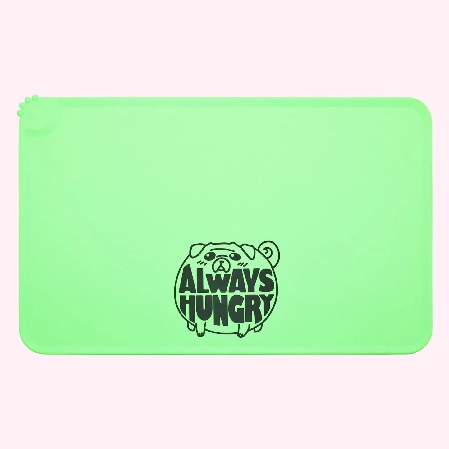 "Always Hungry" Green Dog Food Mat