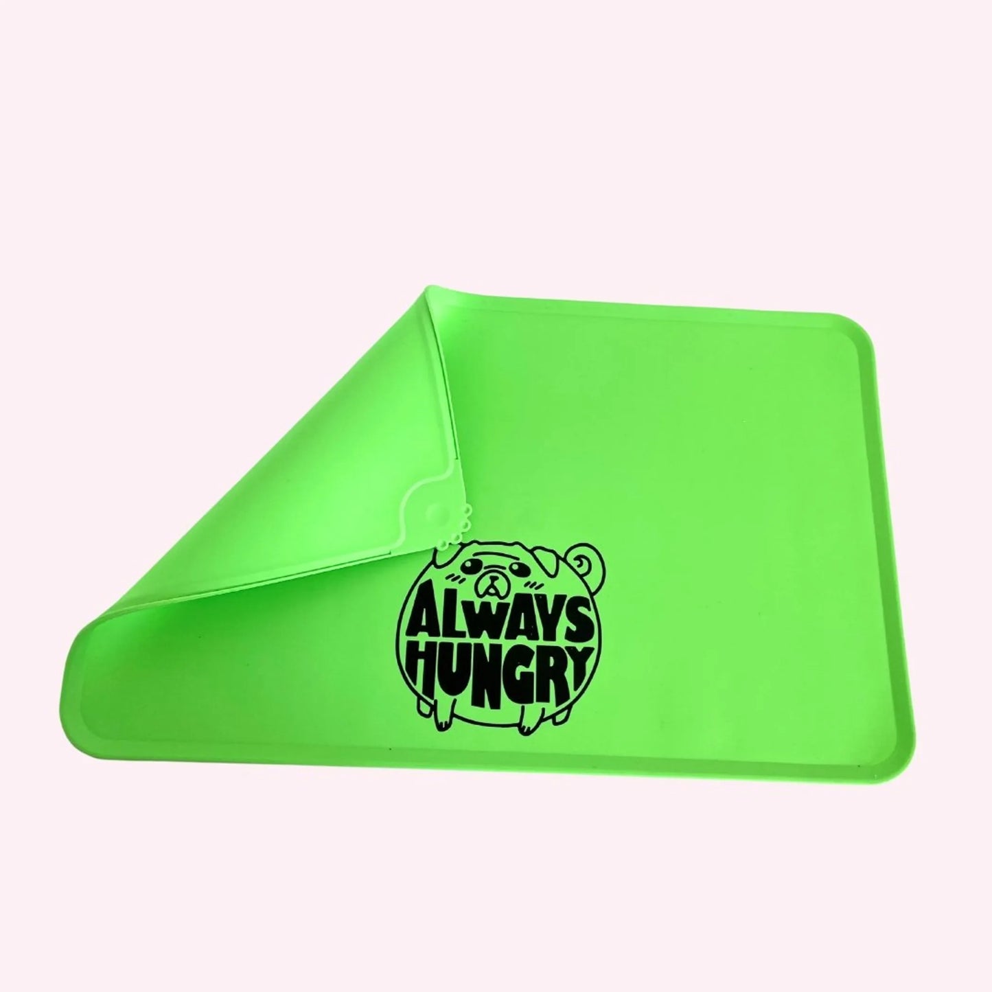 "Always Hungry" Green Dog Food Mat