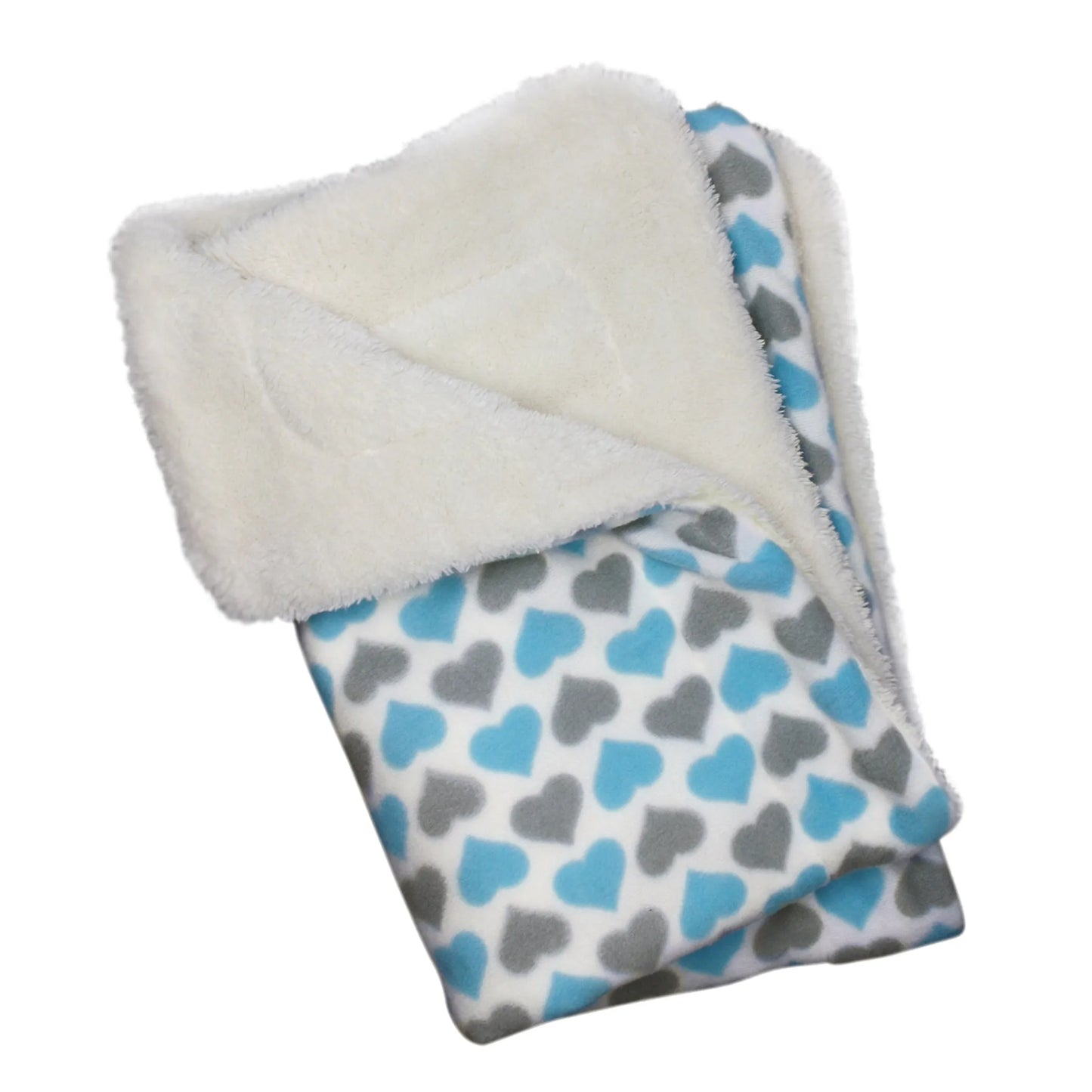 Blue & Gray Hearts Fleece/Plush Blanket